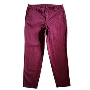 Kut The Kloth Womens Ankle Trouser Pants Size 14W Burgundy Mid Rise Stretch